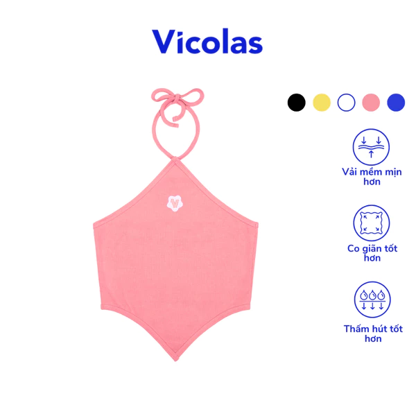 Áo croptop cổ yếm nữ Vicolas cột dây chất contton thun gân - VICO3 YẾM CROPTOP