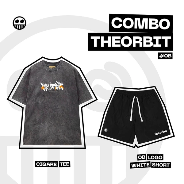 COMBO ORBIT Áo thun nam nữ CIGARATEE Wash và Quần OB Black - Local Brand Chính Hãng