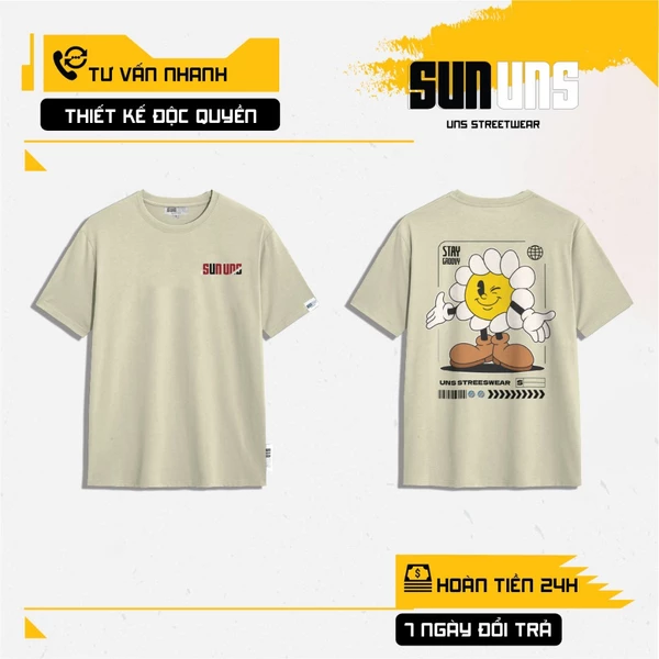 Áo Phông Local Brand Nam Nữ Unisex SUN Cổ Tròn Tay Ngắn Oversize 100% Cotton Áo Thun Nam Nữ Mã SUN11