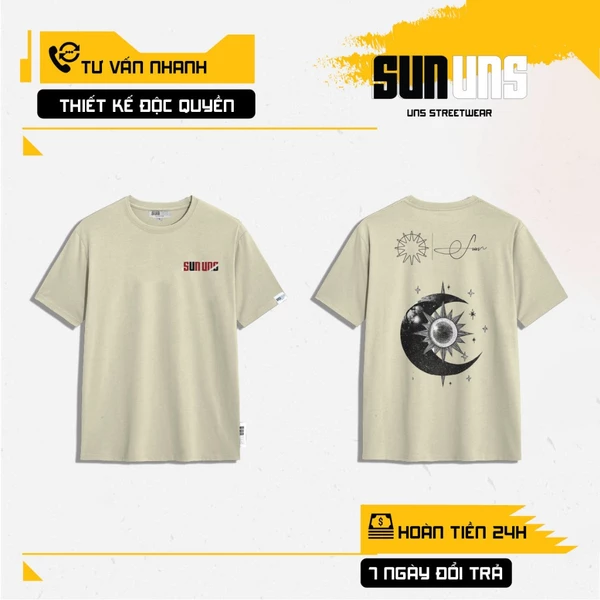 Áo Phông Local Brand Nam Nữ Unisex SUN Cổ Tròn Tay Ngắn Oversize 100% Cotton Áo Thun Nam Nữ Mã SUN12