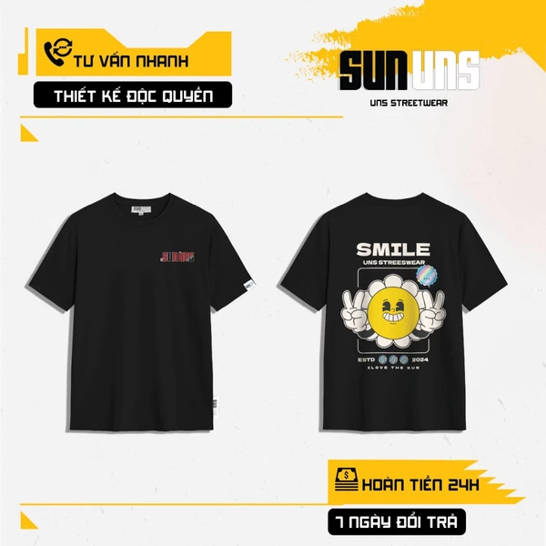 Áo Phông Local Brand Nam Nữ Unisex SUN Cổ Tròn Tay Ngắn Oversize 100% Cotton Áo Thun Nam Nữ Mã SUN23