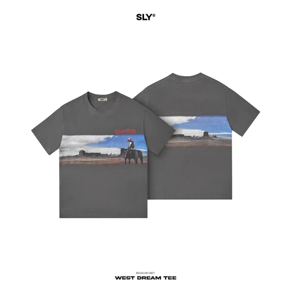 Áo thun cổ tròn SLY West Dream màu xám