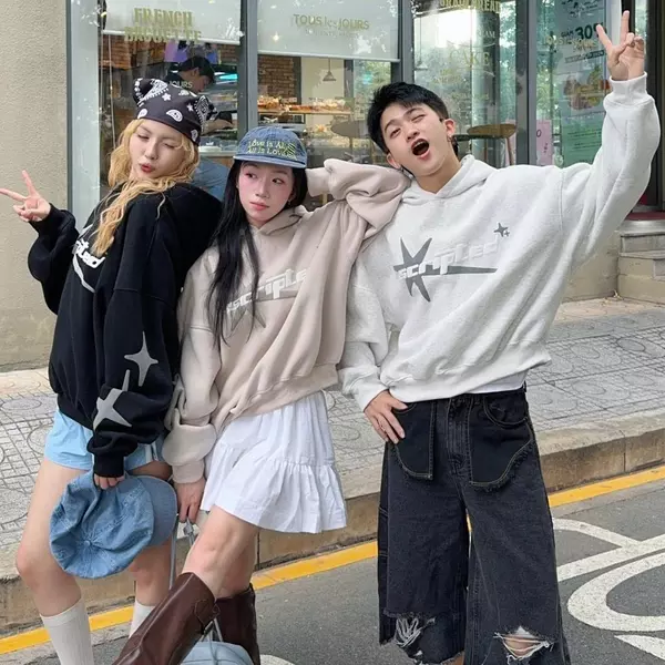 STAR SCRIPTED HOODIE - Áo khoác hoodie ngôi sao in nổi