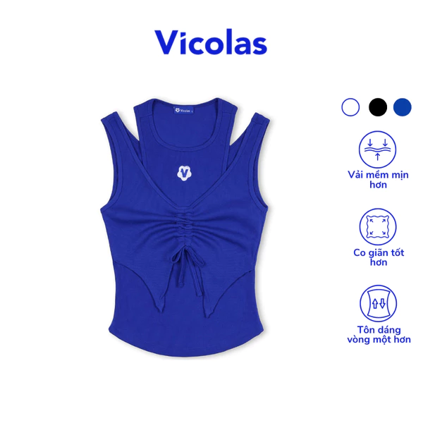 Áo croptop nữ hai lớp thiết kế hở vai Vicolas chất thun gân co giãn - VICO26