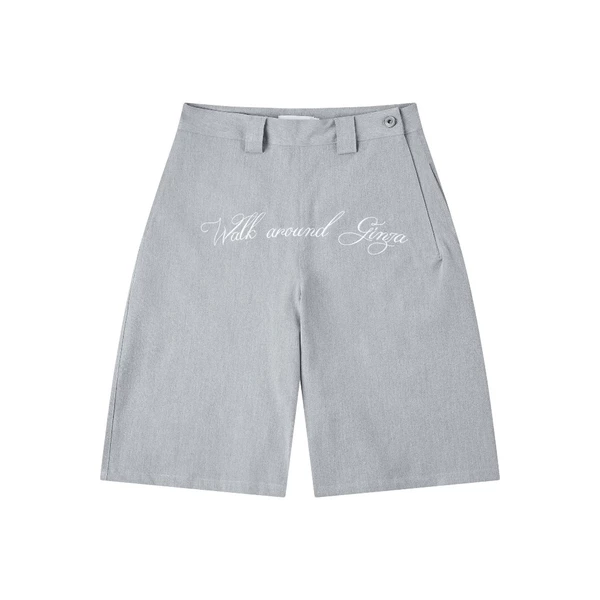 Quần Shorts Xám 67% Vải Cotton Thêu Chữ Form Baggy Unisex - WAG BAGGY SHORT
