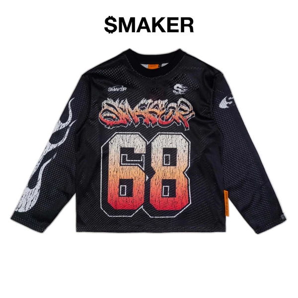 [SMAKER] Áo thun 100% lưới, tay dài thể thao - 68 MESH LONG SLEEVE TEE IN BLACK