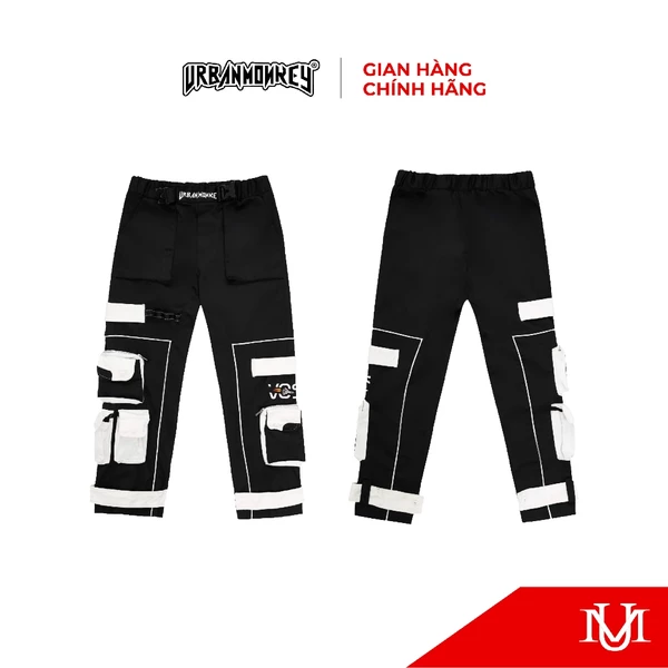 Quần túi hộp dài Unisex URBAN MONKEY Mission To Mars Vải Kaki Đen / Trắng Form Regular Local Brand