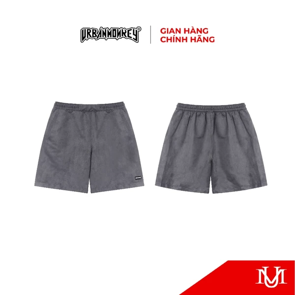 Quần Short Unisex URBAN MONKEY Suede Short Basic Da Lộn Màu Xám Regular Form Nam Nữ Local Brand