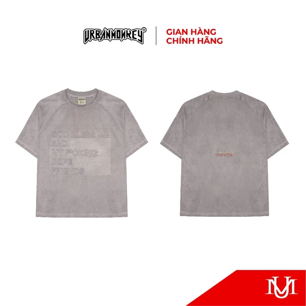 Áo Thun Da Lộn Nam Nữ Unisex URBAN MONKEYS " 3D QUOTE F&F SUEDE TEE PURPLEE " Chất Liệu Da Lộn Cao Cấp In Phối Màu Tímmm