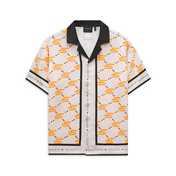 Áo Sơ Mi Nam Orange Mark On Beige, Chất Vải 100PoLy Thoải Mái, SM0113,SOME HOW STORE