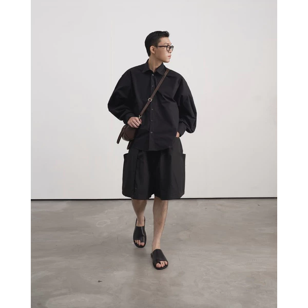 HYPNOTISM | “CURVY SLEEVES SHIRT” - Áo sơmi unisex tay dài ống cong form rộng