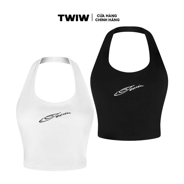 Áo croptop cổ yếm vải thun gân local brand HUGUxTHATSWHATIWANT - TWIW BONY TOP