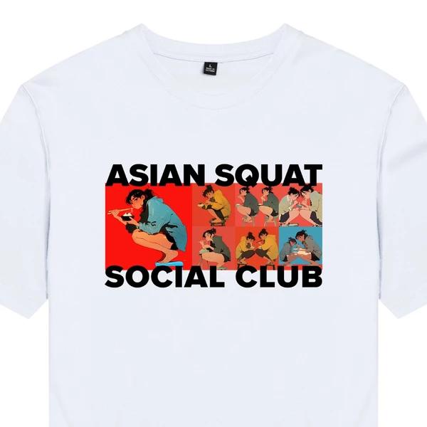 Áo thun cotton 100% in hình Asian Squat Social Club - Ramen eating version