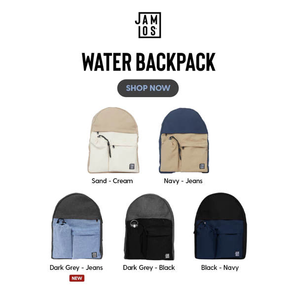 Jamlos Water Back - Balo vải canvas thời trang đi học đi làm đựng bình nước vừa laptop 14inch A4