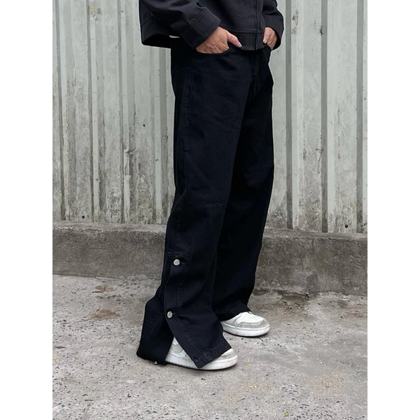 Quần Snap Button Pants cúc bấm  The Brothers form baggy  màu đen