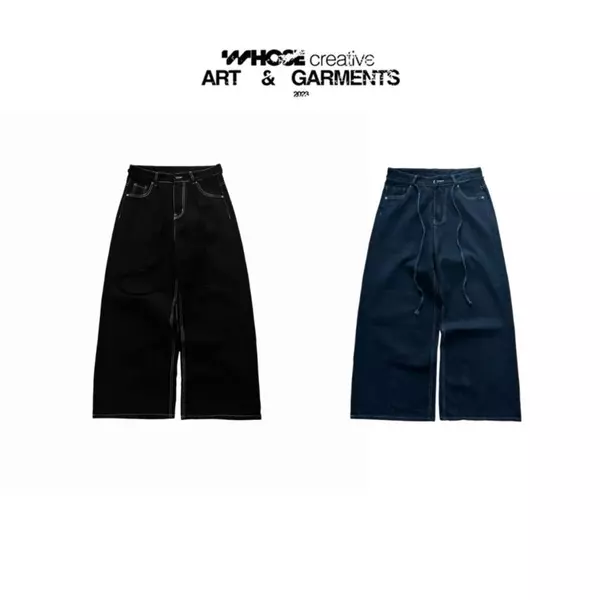 CONTRAST STITCH JEANS - Quần jeans màu cơ bản/chỉ trắng tương phản Whose Studio