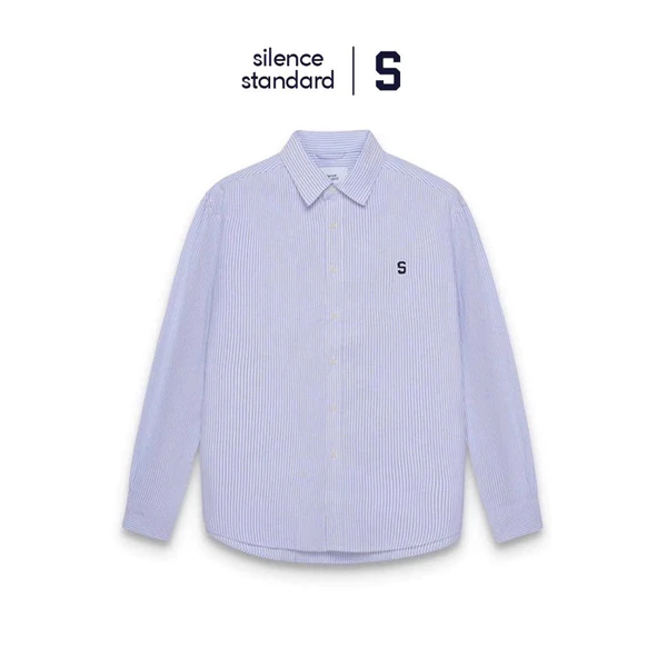 Áo sơ mi SilenceStandard Premium Oxford Shirt Logo S thêu/ kẻ xanh [SO02]