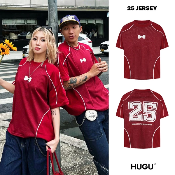 Áo thun thể thao local brand HUGU - 25 JERSEY - vải lưới mè thoáng mát, in lụa, phong cách thể thao