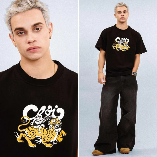 Áo Thun Tay Lỡ Oldskull Boxy Màu Đen Chất liệu Premium Cotton 100% Gori Vietnam GR789