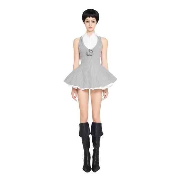 LSOUL Đầm Body Xám Dáng Xoè Tiểu Thư Kèm Đầm Sơ Mi Trắng Tách Riêng Nữ Tính Moore Set B24031395