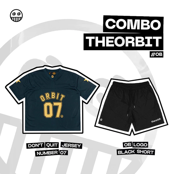 COMBO ÁO + QUẦN THE ORBIT DONT QUIT JERSEY NUMBER 07 + QUẦN OB LOGO BLACK