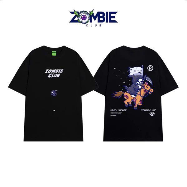 Áo Thun Zombie Club DEATH AND HORSE, Local Brand Unisex cotton 100% 250gsm Chính Hãng