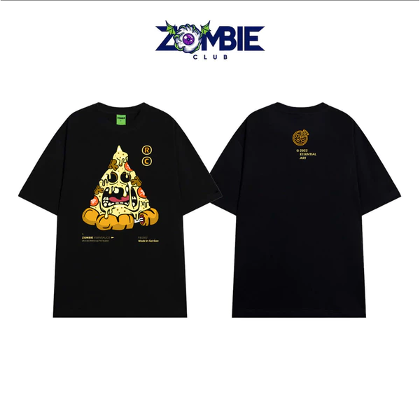 Áo Thun Zombie Club PIZZA, Local Brand Unisex cotton 100% 250gsm Chính Hãng