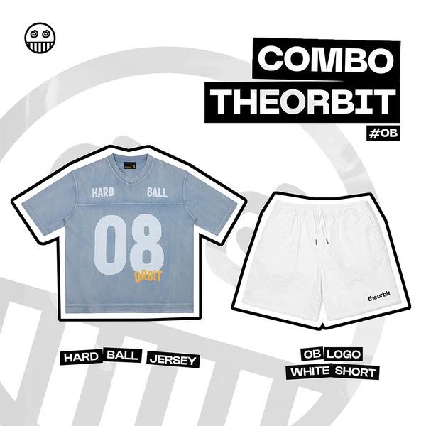 COMBO ÁO + QUẦN THE ORBIT Hard Ball Jersey  + Quần OB Logo White - Local Brand Chính Hãng