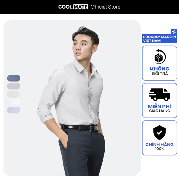 [TẶNG COMBO TẤT ĐƠN 329K]Áo SƠ MI nam dài tay CaféDriS khử mùi hiệu quả, chống UV Coolmate