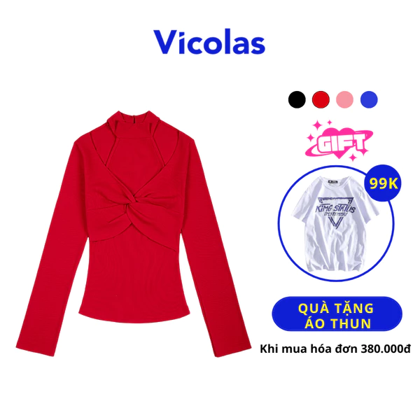 Áo tay dài xoắn ngực khoét vai Vicolas - VICO31