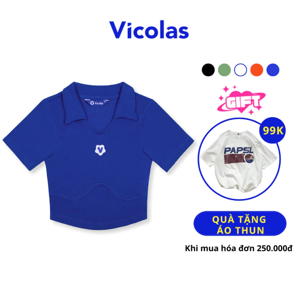 Áo croptop tay ngắn Vicolas chất thun gân cotton - VICO6 CHEST BORDER CROPTOP
