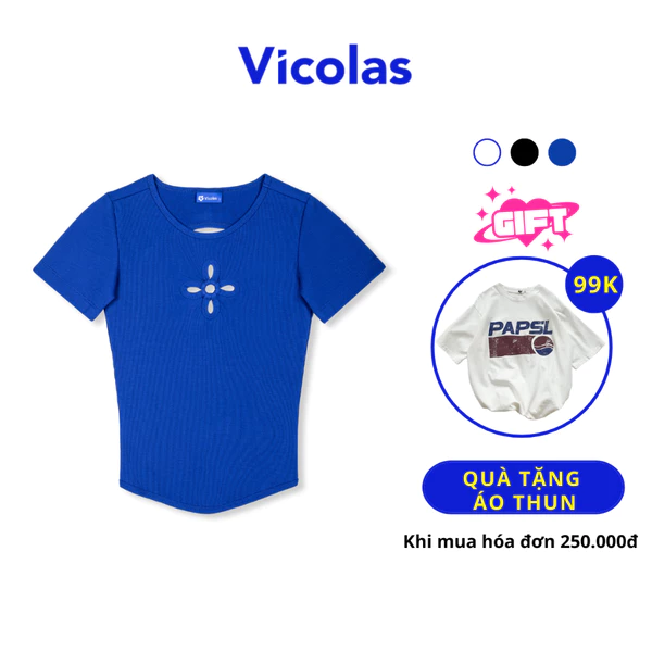 Áo croptop nữ Flower khoét lưng tay ngắn Vicolas - VICO23