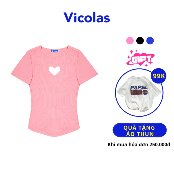Áo nữ hở lưng thiết kế trái tim Vicolas vải thun gân co giãn - VICO28