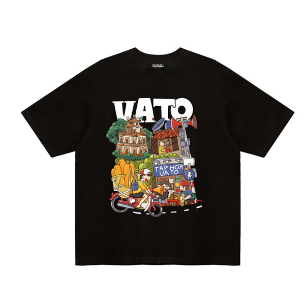 Áo thun Vato Streetscape Việt Nam - Áo local brand, áo phông unisex cotton co giãn 2 chiều dáng suông, form rộng