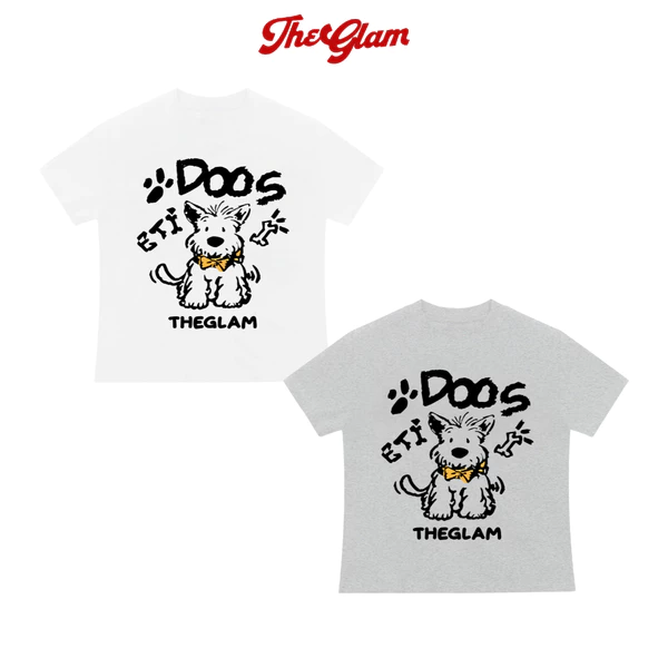 CHÍNH HÃNG - Áo Thun Baby Tee Màu Trắng/Xám “DOOS” - Áo Nữ Cotton DOG Dày Dặn Thoáng Mát - TheGlam