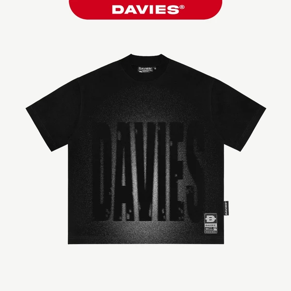 Áo thun hiphop in chữ full mặt trước DAVIES form rộng tay ngắn màu đen nam, nữ Flash Tee| D-T27