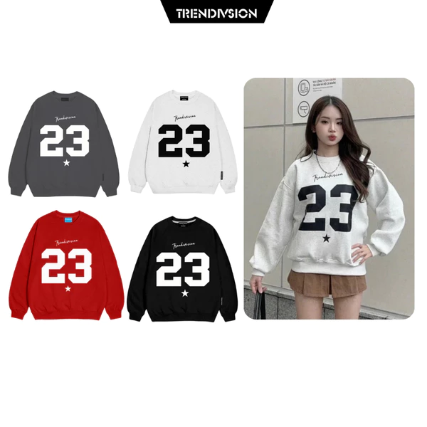 Áo Sweater Nỉ Bông TRENDIVISION 23 - TWENTY THREE  Premium Boxy Form Châu Âu Dáng Rộng Unisex Nam Nữ Local Brand
