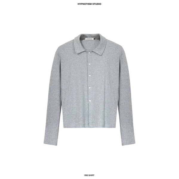 HYPNOTISM | "RIB SHIRT" - Áo sơ mi unisex tay dài chất thun gân co giãn