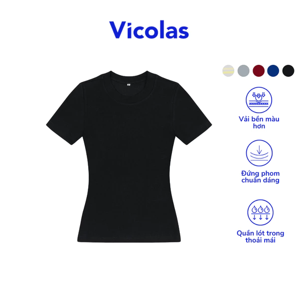 Áo babytee áo thun gân nữ ngắn tay tôn dáng- Vicolas - VICO33