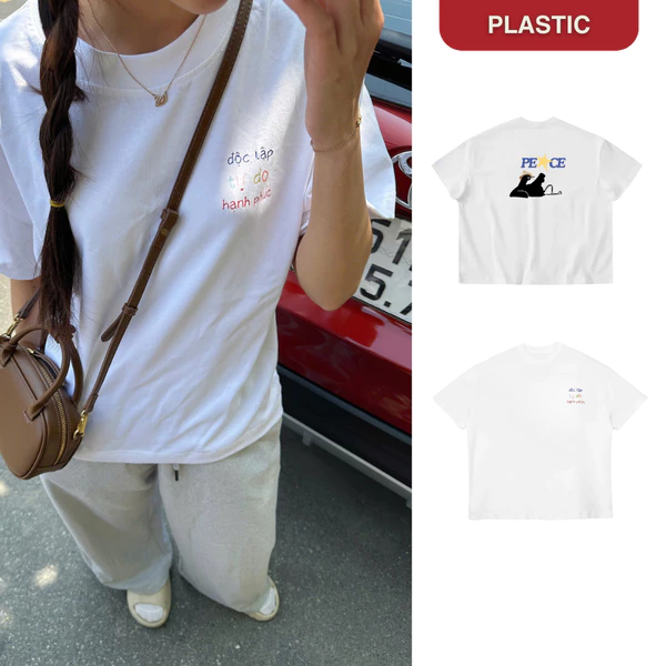 Áo thun "hạnh phúc" form boxy vải 100% cotton 2 chiều dày dặn