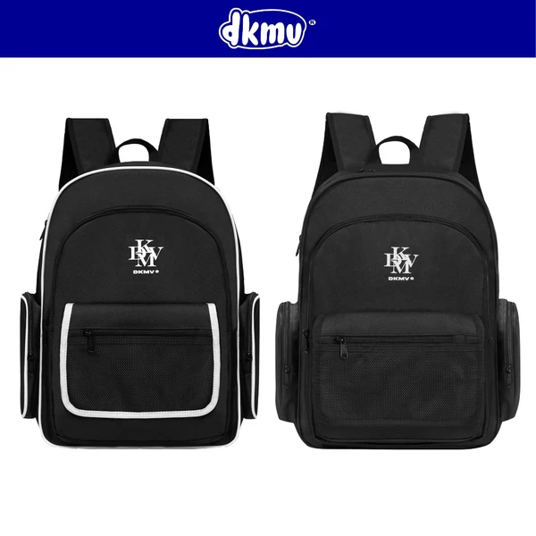 Balo nữ kiểu phối viền DKMV in chữ thiết kế túi hộp đựng vừa laptop 15inch màu đen Inte Backpack | K-P25