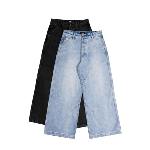 MAHU - QUẦN JEANS ỐNG RỘNG WASH BẠC UNISEX