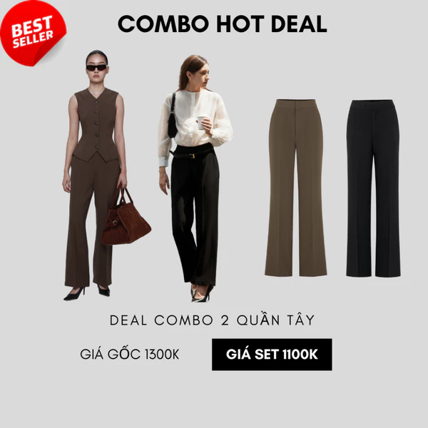 COCO SIN - Quần Nữ Ống Rộng Suôn Dài Lưng Cao Công Sở