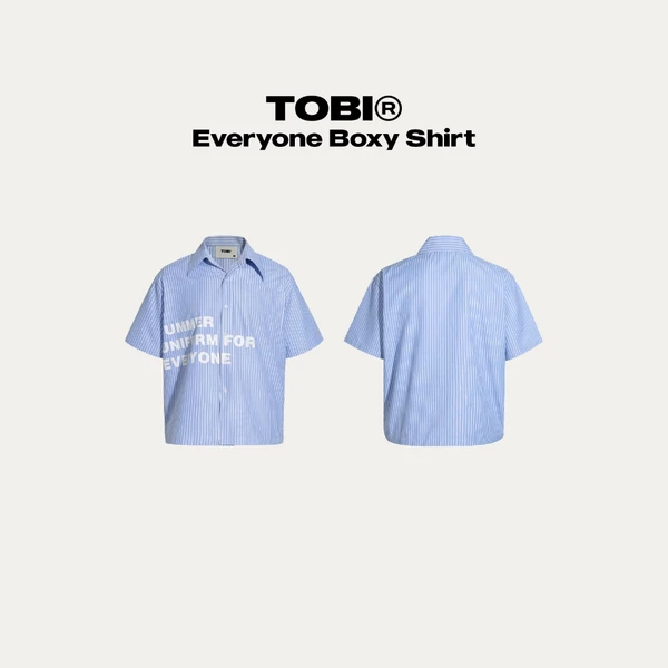 Áo Sơ Mi Xanh Kẻ Sọc Everyone Boxy TOBI