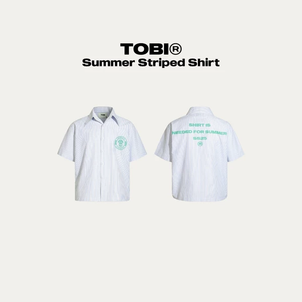 Áo Sơ Mi Kẻ Xanh Summer Striped BOXY TOBI