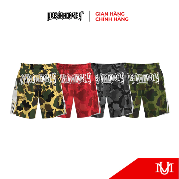 Quần short Unisex URBAN MONKEY Signature Camo Cotton Lạnh Form Boxing 4 phối màu Nam Nữ Local Brand