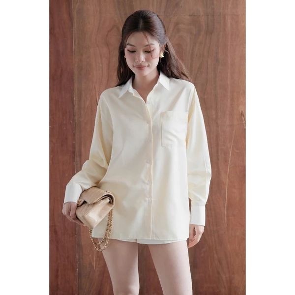 RUBIES Maika Shirt - Áo Sơ Mi Nữ Vải Kate Tay Dài Cổ Đức
