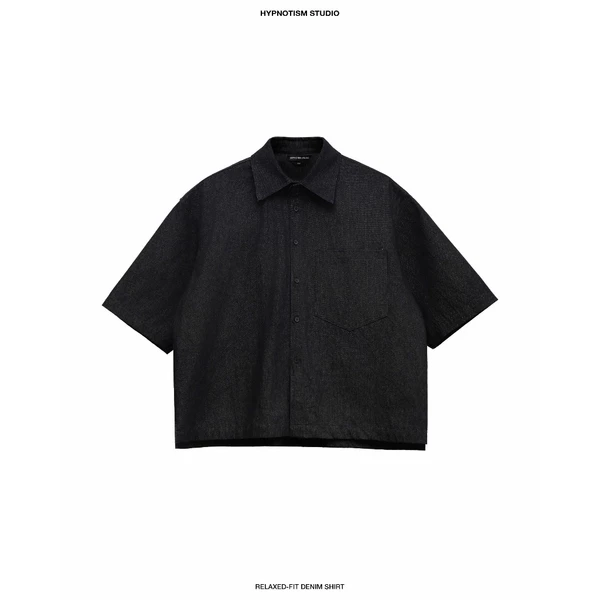 HYPNOTISM | RELAXED-FIT DENIM SHIRT - Áo sơ mi denim tay ngắn dáng rộng, form boxy chất dày dặn