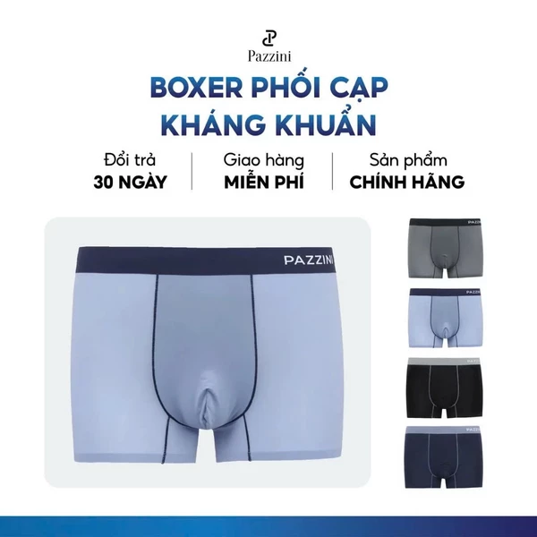 Quần lót nam boxer PAZZINI thun lạnh xuất xịn cao cấp, quần sịp nam co giãn 4 chiều, thấm hút kháng khuẩn tốt BX011