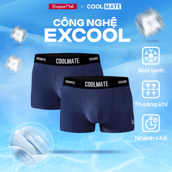 [TẶNG COMBO TẤT ĐƠN 329K]Combo 2 quần lót Trunk Excool Clean Cut co giãn siêu thấm hút Coolmate